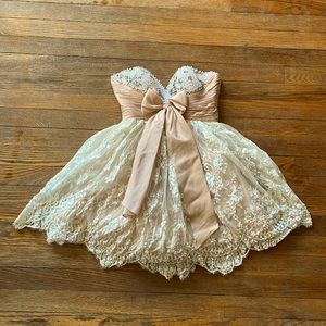 Sherri Hill Nude and Pearl Dress Size 0